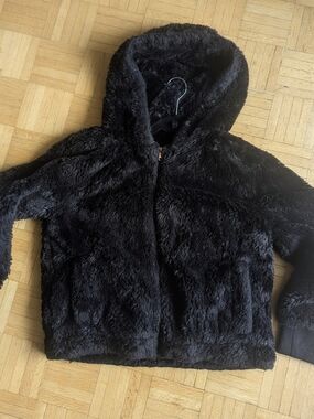 Women's Zoo York Y2K Black Faux Fur Hooded Jacket